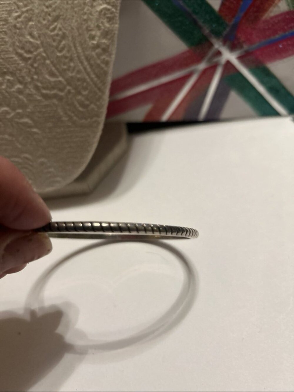 Premier designs bangle bracelet in silver tone metal Fits Size 7 See Pictures